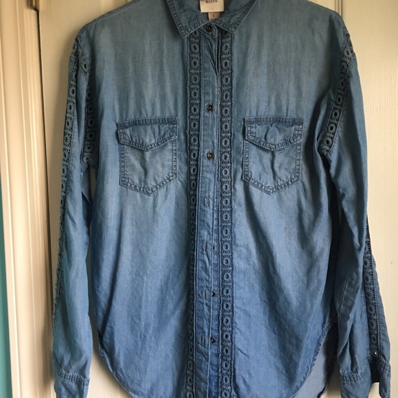 Knox Rose Target Lace Chambray Shirt Small - Picture 3 of 4